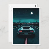 Retro 80er Lo-Fi Vaporwave Futuristic Supercar Postkarte (Vorne/Hinten)