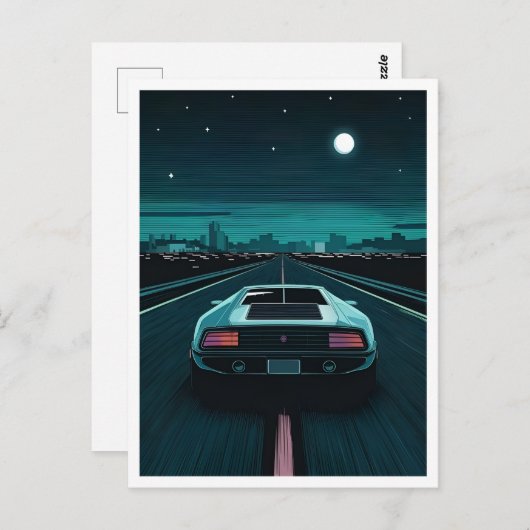 Retro 80er Lo-Fi Vaporwave Futuristic Supercar Postkarte (Vorne/Hinten)