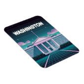 Retro 80er LoFi Synthwave White House Washington D Magnet (Rechte Seite)