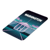 Retro 80er LoFi Synthwave White House Washington D Magnet (Linke Seite)