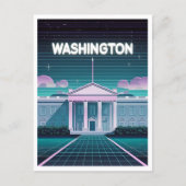 Retro 80er LoFi Synthwave White House Washington D Postkarte (Vorderseite)
