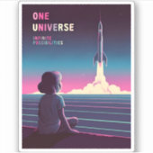 Retro 80er LoFi Vaporwave Space Exploration Aufkleber (Vorderseite)