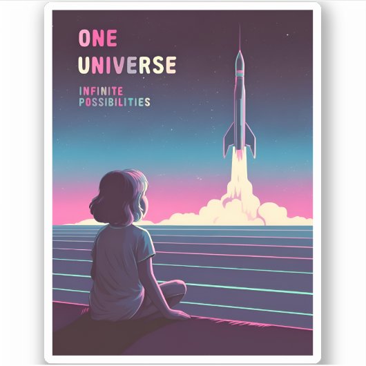 Retro 80er LoFi Vaporwave Space Exploration Aufkleber (Vorderseite)