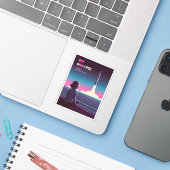 Retro 80er LoFi Vaporwave Space Exploration Aufkleber (Laptop mit iPhone)