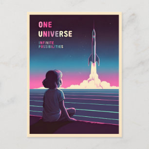 Retro 80er LoFi Vaporwave Space Exploration Postkarte