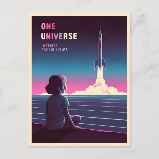 Retro 80er LoFi Vaporwave Space Exploration Postkarte (Vorderseite)