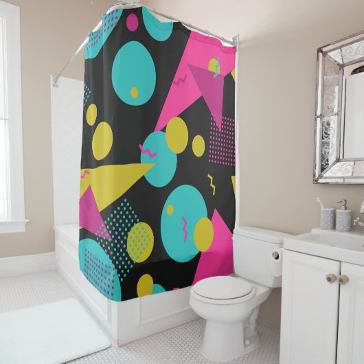 Retro 80er Memphis Geometric Design Duschvorhang (Beispiel)
