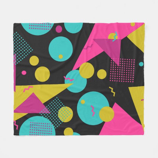Retro 80er Memphis Geometric Design Fleecedecke (Vorderseite (Horizontal))