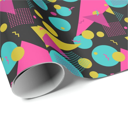 Retro 80er Memphis Geometric Design Geschenkpapier (Rolleneckpunkt)