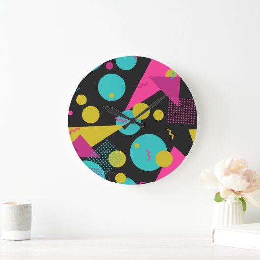 Retro 80er Memphis Geometric Design Große Wanduhr (Zuhause)