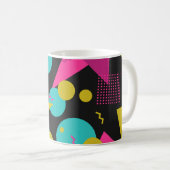 Retro 80er Memphis Geometric Design Kaffeetasse (VorderseiteRechts)