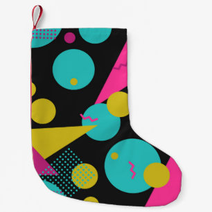 Retro 80er Memphis Geometric Design Kleiner Weihnachtsstrumpf
