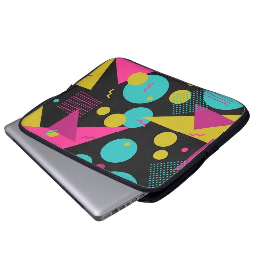 Retro 80er Memphis Geometric Design Laptopschutzhülle (Vorne Knopf)