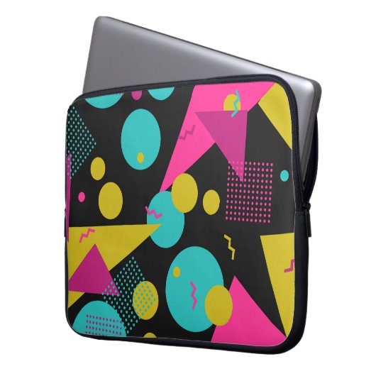 Retro 80er Memphis Geometric Design Laptopschutzhülle (Vorderseite Links)