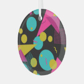 Retro 80er Memphis Geometric Design Ornament Aus Glas (Vorderseite links)