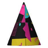 Retro 80er Memphis Geometric Design Partyhütchen (Rückseite)