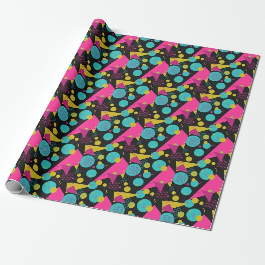 Retro-80er Memphis-Geometrie-Design Geschenkpapier (Ungerollt)