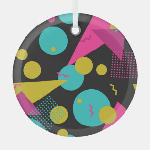 Retro-80er Memphis-Geometrie-Design Ornament Aus Glas
