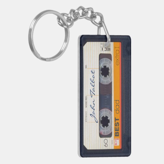 Retro-80er Mixtape Kassette Bester Vater K Schlüsselanhänger (Vorderseite links)