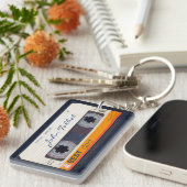 Retro-80er Mixtape Kassette Bester Vater K Schlüsselanhänger (Vorderseite rechts)