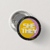 Retro 80er Moon Sie/Sie Pronouns Button (Vorne & Hinten)