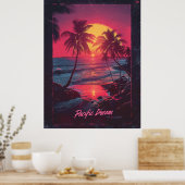 Retro 80er Movie Poster mit Palmen bei Sonnenunter (Küche)