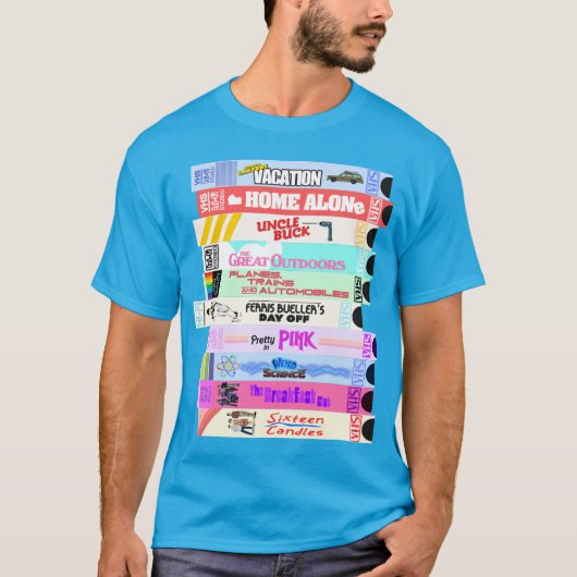 Retro 80er Movies VHS-Stapel T-Shirt (Vorderseite)