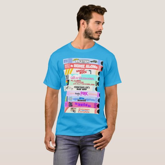Retro 80er Movies VHS-Stapel T-Shirt (Vorne ganz)