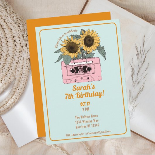 Retro 80er Music Girls Geburtstag Einladung