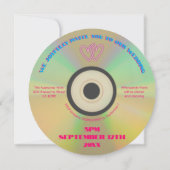 Retro 80er Music Tropical Neon Imitate CD Wedding Einladung (Rückseite)