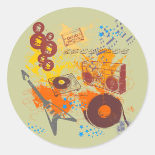 Retro-80er-Musik Runder Aufkleber