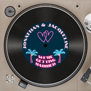 Retro 80er Musik Tropischer Neon Vinyl-Schallplatt Einladung
