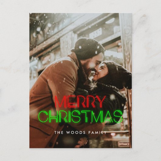 Retro 80er Neon beleuchtet Frohe Weihnachten Foto (Vorderseite)