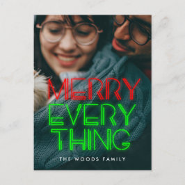 Retro 80er Neon beleuchtet Merry alles Foto Feiertagspostkarte