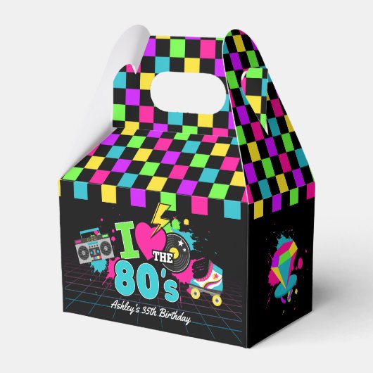 Retro 80er Neon Birthday Fevor Boxes Geschenkschachtel (Vorderseite)