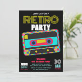 Retro 80er Neon Cassette Tape Birthday Dance Party Einladung (Stehend Vorderseite)
