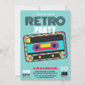 Retro 80er Neon Cassette Tape Dance Party Einladung (Vorderseite)
