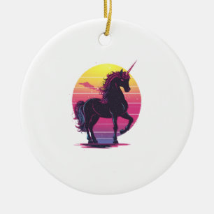 Retro-80er-Neon-Einhorn (1) Keramik Ornament