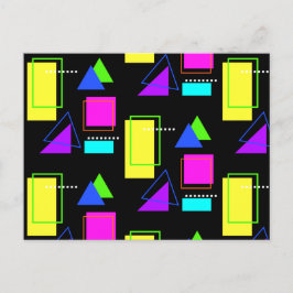 RETRO 80er NEON FLUORO FARBE GEOMETRIC FORMDRUCK Postkarte