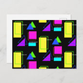 RETRO 80er NEON FLUORO FARBE GEOMETRIC FORMDRUCK Postkarte (Vorne/Hinten)