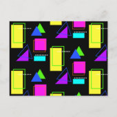 RETRO 80er NEON FLUORO FARBE GEOMETRIC FORMDRUCK Postkarte (Vorderseite)