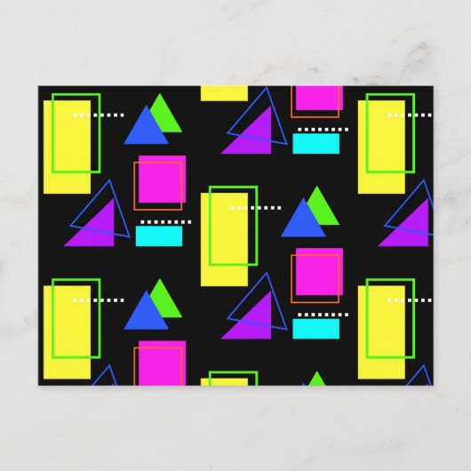 RETRO 80er NEON FLUORO FARBE GEOMETRIC FORMDRUCK Postkarte (Vorderseite)
