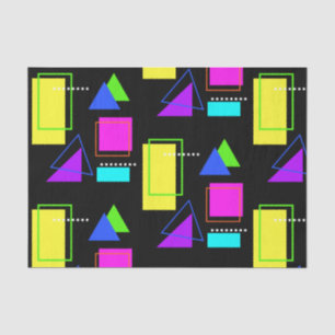 RETRO 80er NEON FLUORO FARBE GEOMETRIC FORMDRUCK Seidenpapier