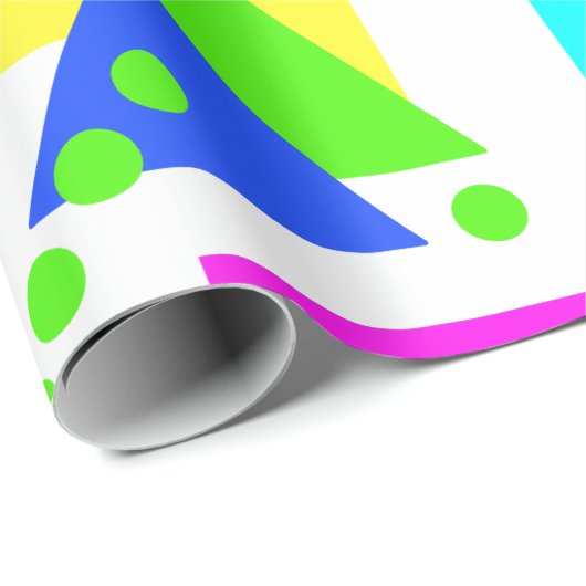 RETRO 80er NEON FLUORO FORMDRUCK MIT CUSTOM TEXT Geschenkpapier (Rolleneckpunkt)