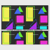 RETRO 80er NEON FLUORO FORMDRUCK MIT CUSTOM TEXT Geschenkpapier (Flach)