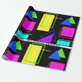 RETRO 80er NEON FLUORO FORMDRUCK MIT CUSTOM TEXT Geschenkpapier (Ungerollt)