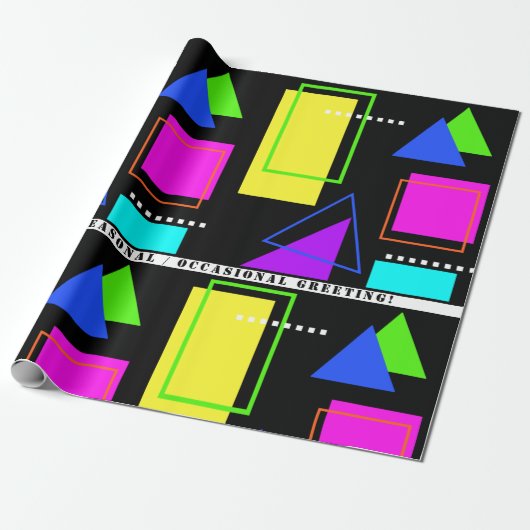 RETRO 80er NEON FLUORO FORMDRUCK MIT CUSTOM TEXT Geschenkpapier (Ungerollt)