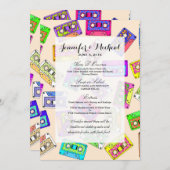 Retro 80er Neon-Gemusterte Kassetten Menükarte (Vorne/Hinten)