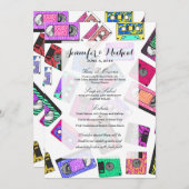 Retro 80er Neon-Gemusterte Kassetten Menükarte (Vorne/Hinten)