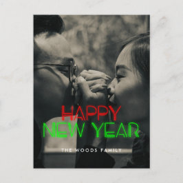 Retro 80er Neon Leuchten Frohes Neues Jahr Foto Feiertagspostkarte